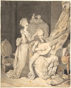 Two Women in an Elegant Interior- a Singer Accompanied by a Lutenist MET DP808457