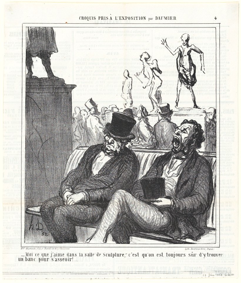 That's what I like about the sculpture room...., from 'Exhibition sketches,' published in Le Charivari, June 13, 1864 MET DP877322