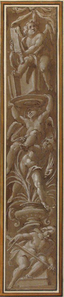 Two Pilaster with White Putti on Tan Ground MET 50.605.23