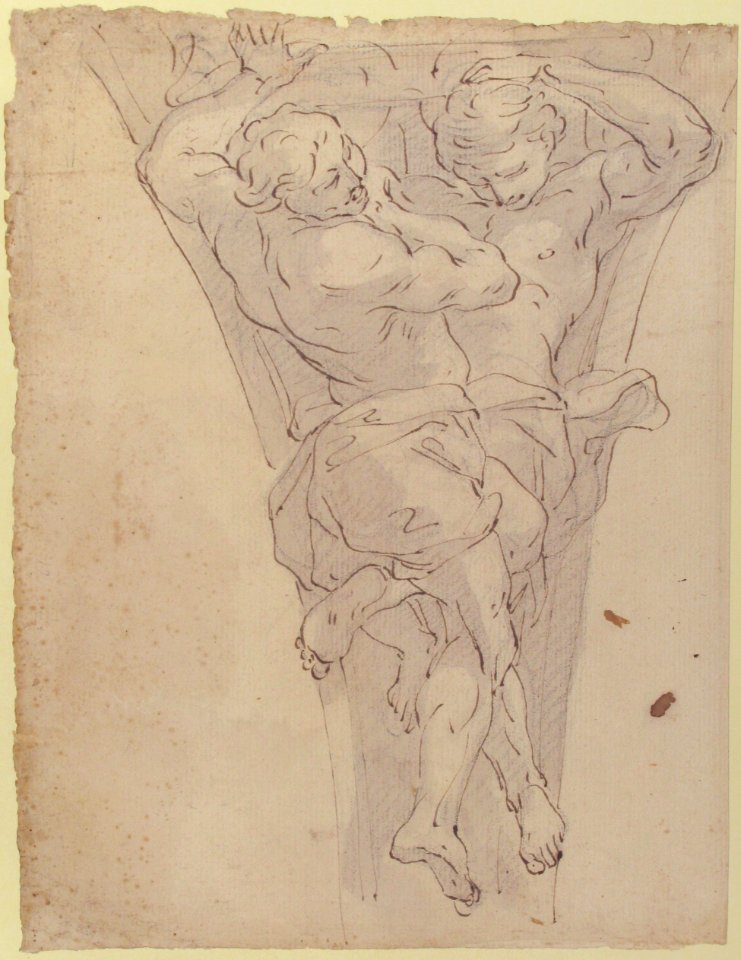 Two Partially Draped Male Figures in a Pendentive MET 1970.294.1