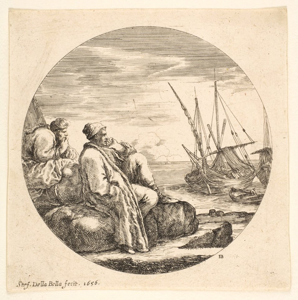Two Turkish Merchants in a Port, from 'Landscapes and seaports' (Paysages et ports de mer, dans des ronds) MET DP817828