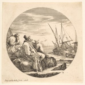 Two Turkish Merchants in a Port, from 'Landscapes and seaports' (Paysages et ports de mer, dans des ronds) MET DP817828