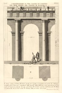 Partial elevation and plan of the first-order portico at the Theater of Marcellus (Dimostrazione di una parte de' portici del prim' ordine del Teatro di Marcello), from 'Le Antichità Romane' MET DP831900