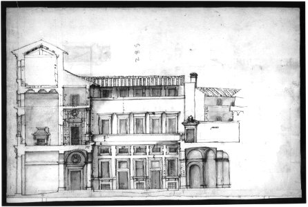 Palazzo Pirro in Rome, section (recto) Palazzo Pirro in Rome, sections; profiles (verso) MET sf49 92 54r-MM31579