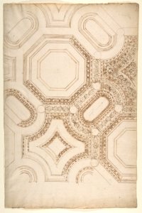 Palazzo Pontifici, Sala Regia, coffer panels, reflected ceiling plan (recto) blank (verso) MET DP810550