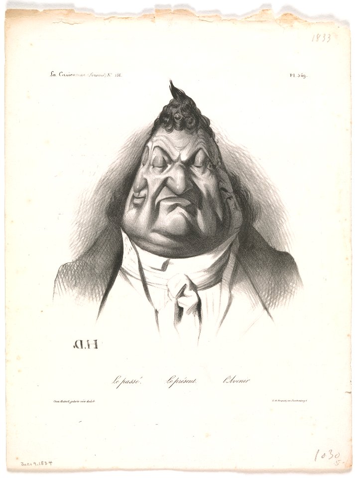 The Past, the Present, and the Future (Le passé – Le présent – L'Avenir), published in La Caricature, no. 166, Jan. 9, 1834 MET DP808888
