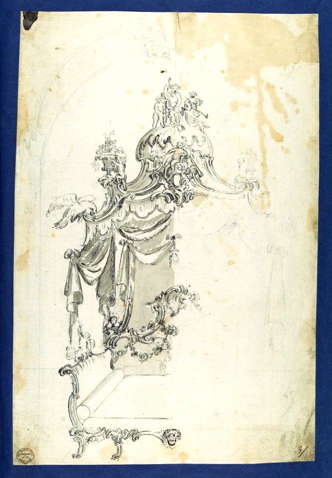 Unfinished Design for a Bed, in Chippendale Drawings, Vol. I MET DP104164