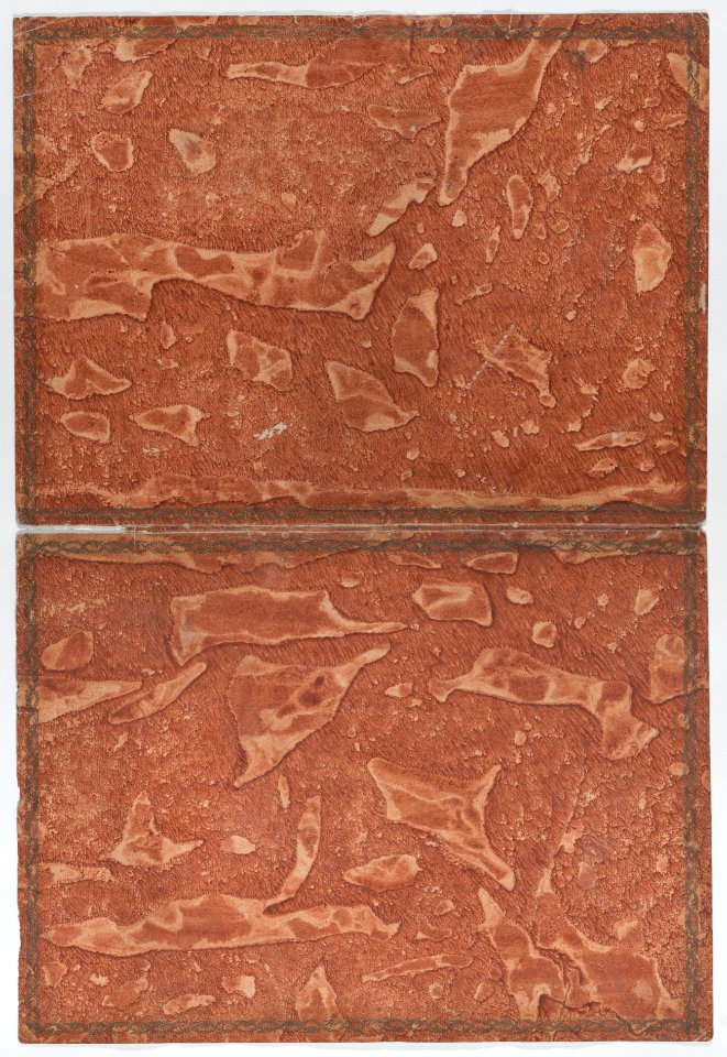 Orange brown paste paper book cover with border Met DP887088