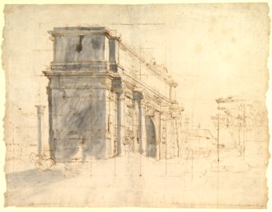 The Arch of Septimius Severus in the Roman Forum, with the Column of Phocas at the Left and the Temple of Saturn at the Right MET DP820055