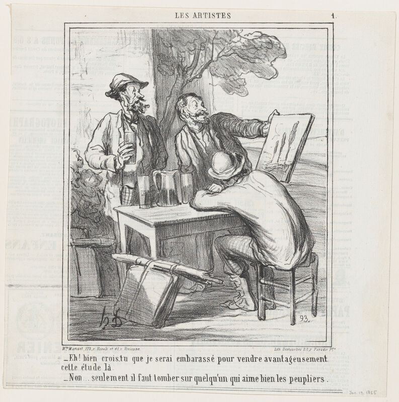 So, what do you think... will it be difficult getting a good price for this sketch?, from 'The artists, ' published in Le Charivari, January 19, Aaron Martinet, 19 January 1865