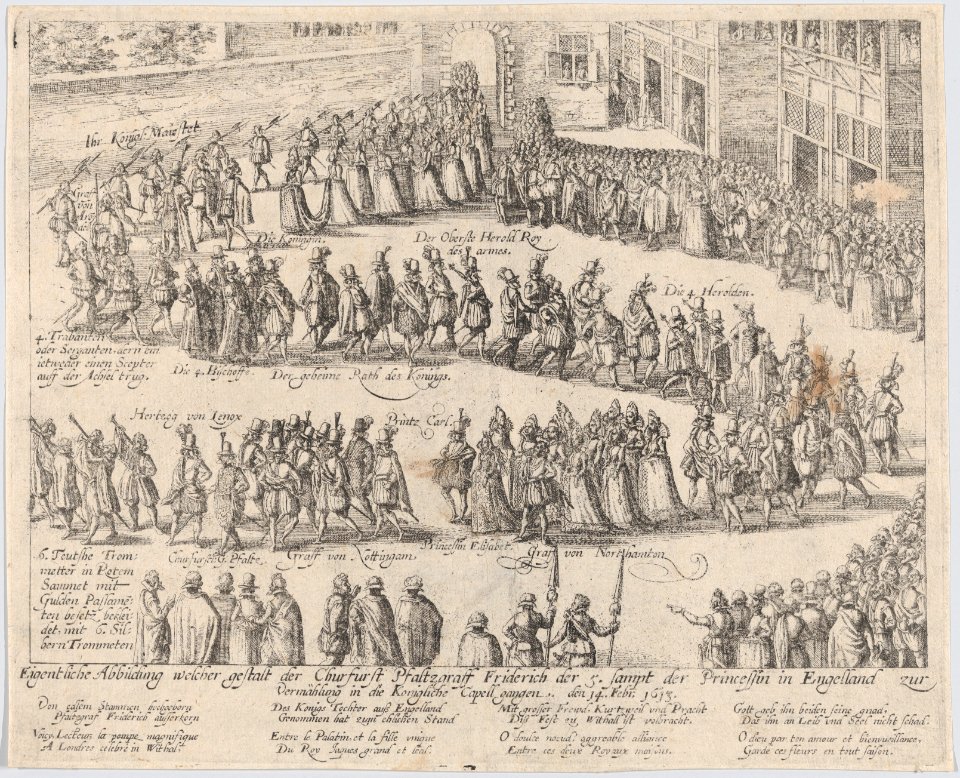 Marriage procession for the wedding of Elizabeth Stuart, daughter of James I, and Frederick V, Elector Palatine, 14 February, 1613 MET DP874842