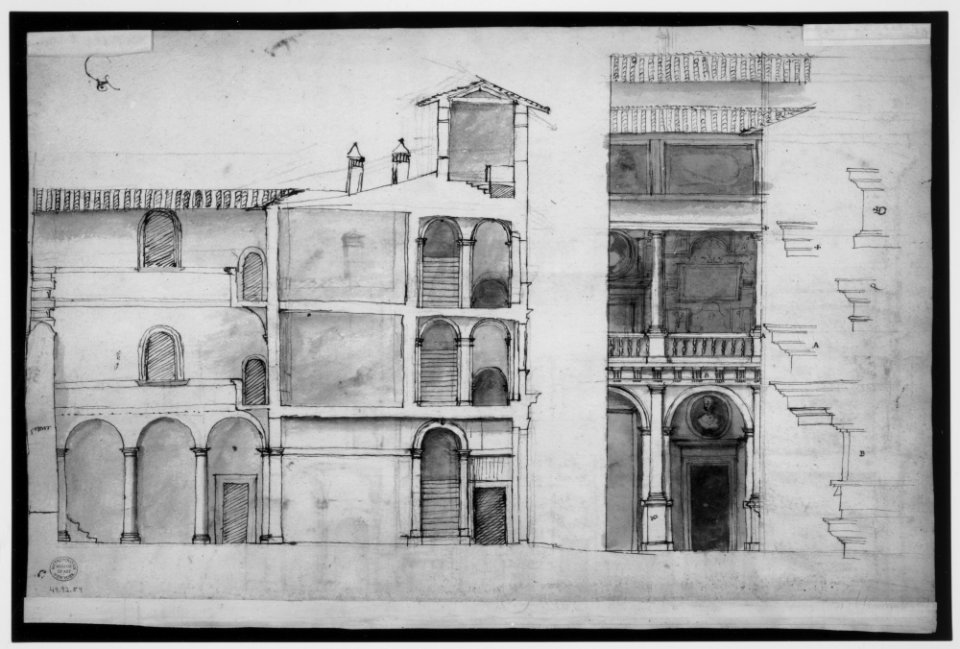 Palazzo Pirro in Rome, section (recto) Palazzo Pirro in Rome, sections; profiles (verso) MET MM31580