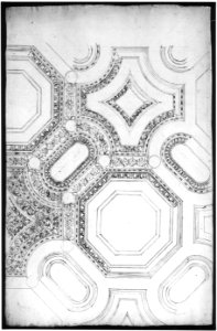 Palazzo Pontifici, Sala Regia, coffer panels, reflected ceiling plan (recto) blank (verso) MET sf49 92 88r-MM33699