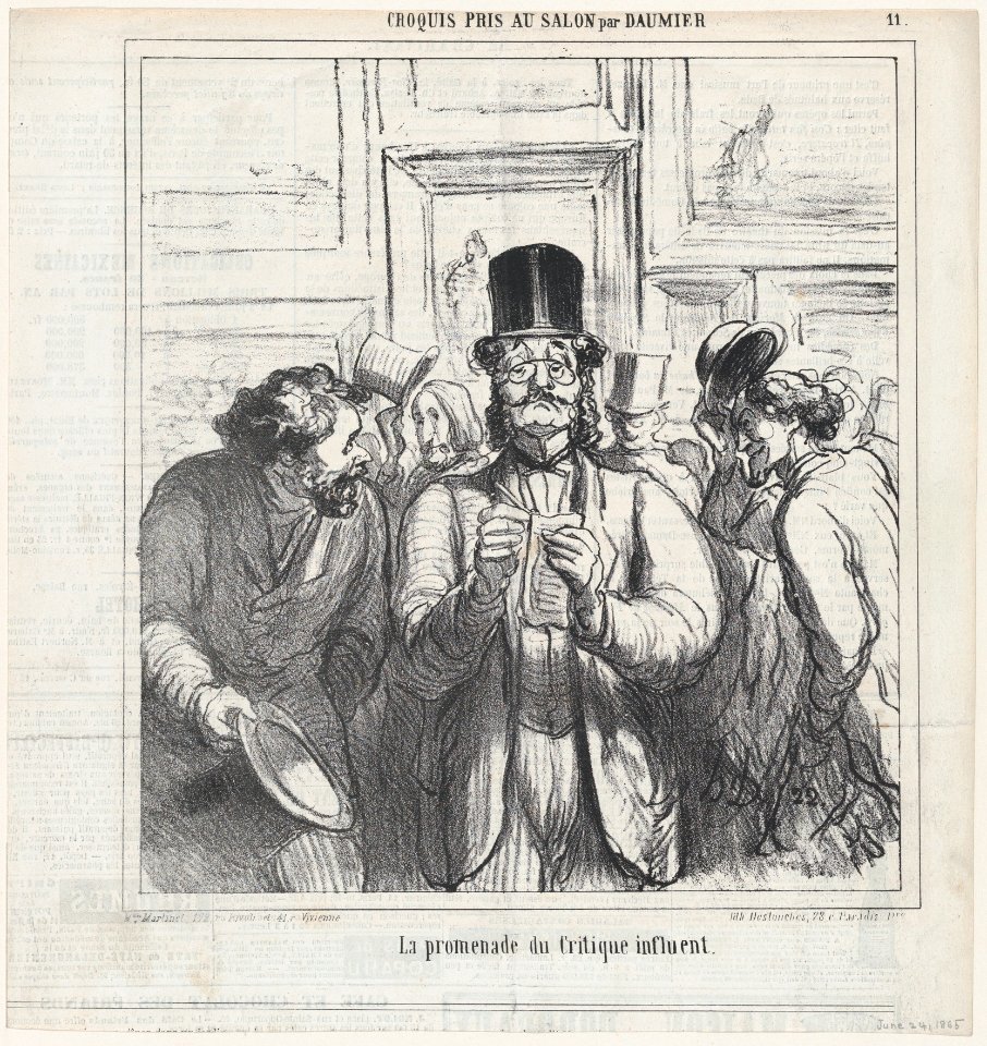 Walk-through of an influential critic, from 'Sketches from the Salon,' published in 'Le Charivari,' June 24, 1865 MET DP877384