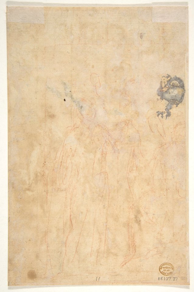 The Archangels Gabriel, Michael and Raphael (recto); sketches of figures (verso) MET DP810985