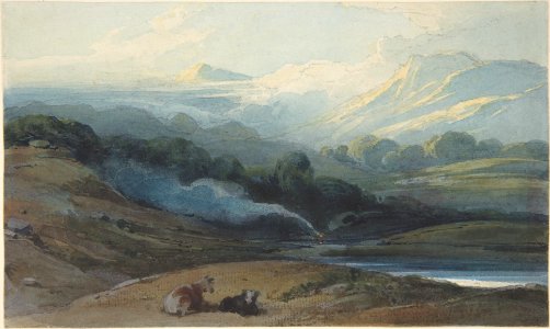 Cattle Resting in a Mountainous Landscape MET DP804757