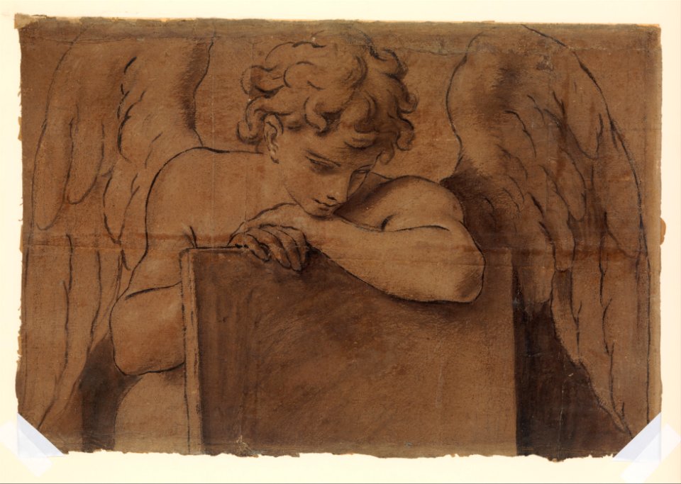 Cartoon Fragment for Adolescent Angel Leaning on a Tablet or Closed Book MET DP337812