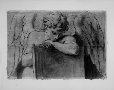 Cartoon Fragment for Adolescent Angel Leaning on a Tablet or Closed Book MET MM88429