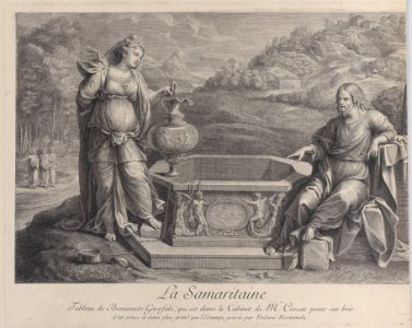 Christ, seated at right, and the woman of Samaria, who stands at left Met DP885643
