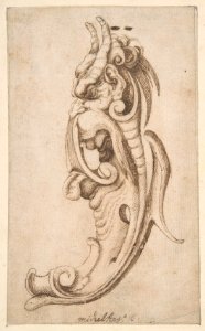 Cartouche in the Form of a Horned Monster's Head in Near Profile View. MET DP809188