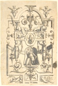 Candelabra Grotesque with a Female Figure in a Niche and Two Sphinxes MET DP804966