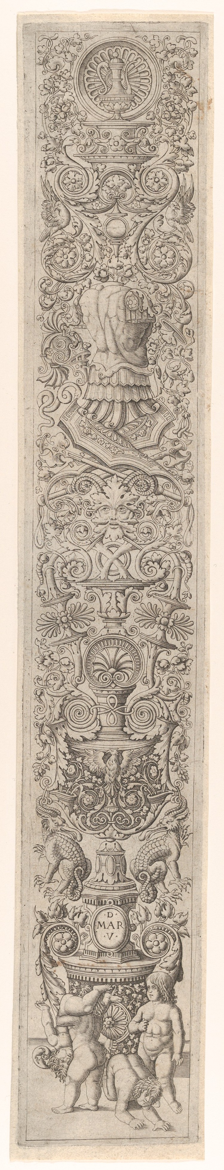 Candelabra grotesque with four children playing, from a series of twelve candelabra grotesques MET DP835605