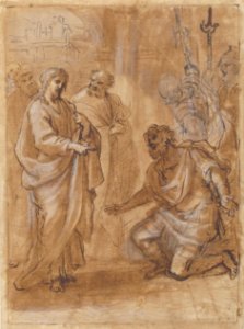 Christ and the Centurion (recto); Figure Waving to Departing Ship (verso). MET 2006.393.23a