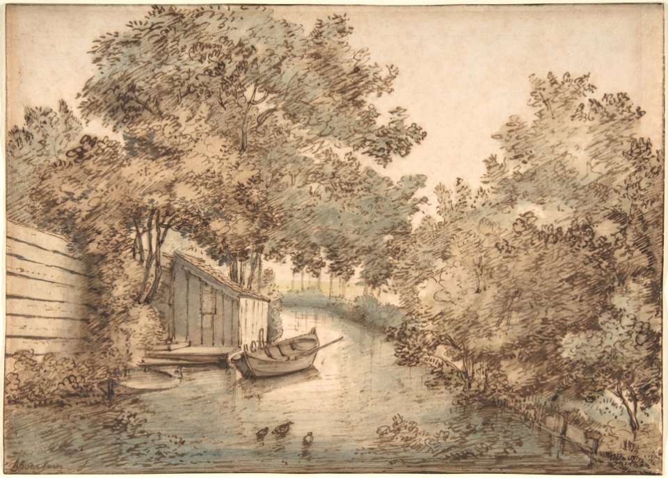 Canal with a Boat and Ducks MET DP800169