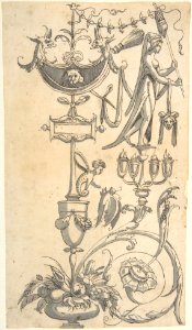 Candelabra Grotesque with a Female Figure in a Niche and Two Sphinxes MET DP804955