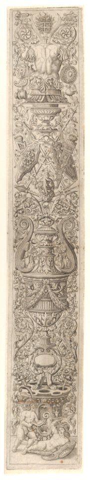 Candelabra grostesque with two children wearing helmets, from a series of twelve candelabra grostesques MET DP835607