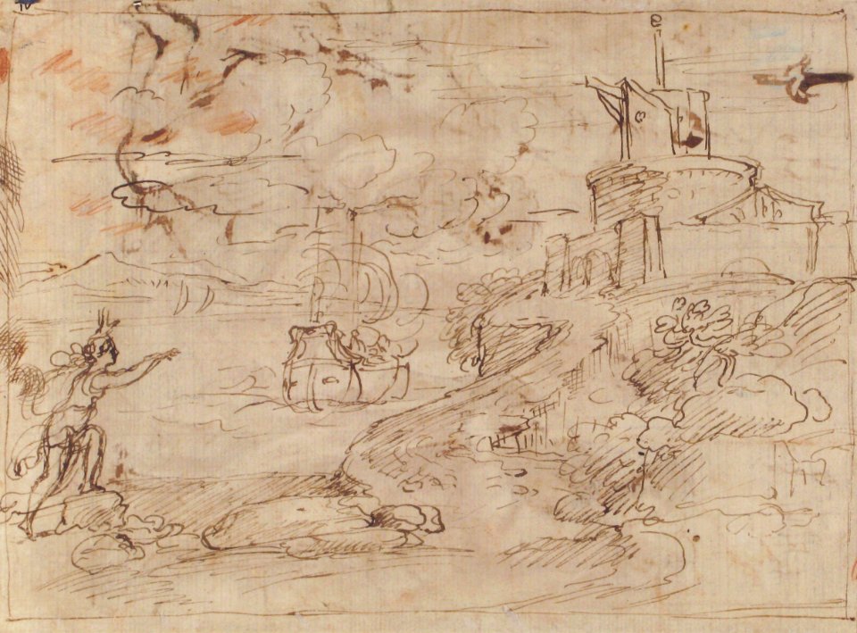 Christ and the Centurion (recto); Figure Waving to Departing Ship (verso). MET 2006.393.23b