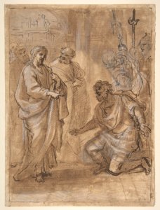 Christ and the Centurion (recto); Figure Waving to Departing Ship (verso). MET DP810989
