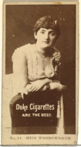 Card Number 24, Miss Woodsworth, from the Actors and Actresses series (N145-6) issued by Duke Sons & Co. to promote Duke Cigarettes MET DP840327