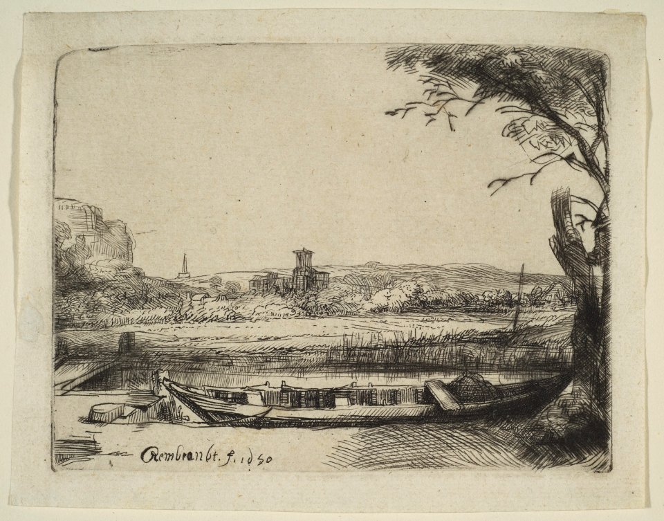 Canal with a Large Boat and a Bridge MET DP814740