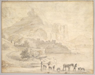 Cattle and Shepherds in a Southern Mountainous Landscape MET DP824386