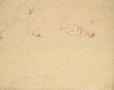 Figures in Battle and Head of a Horse (recto); Studies of a Man's Head and Arms (verso) MET 1980.311.1 VERSO