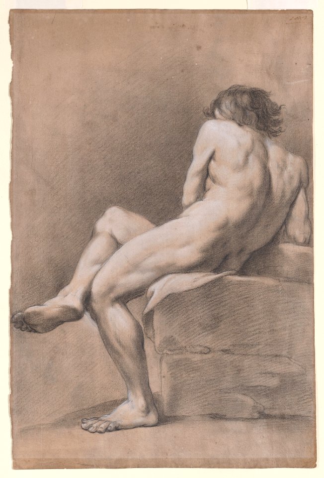 Finished Academy Study of a Seated Male Figure. Met DP889925