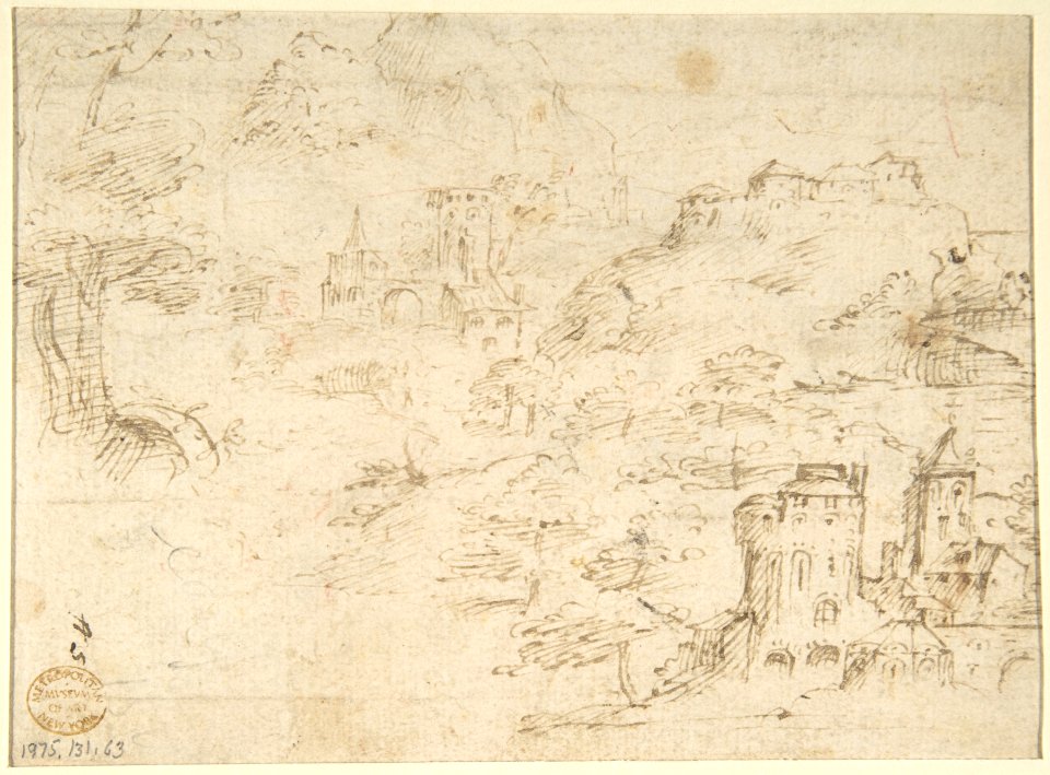 Flora (recto); Mountainous Landscape with Buildings (verso) MET DP802111
