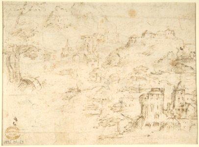 Flora (recto); Mountainous Landscape with Buildings (verso) MET DP802111