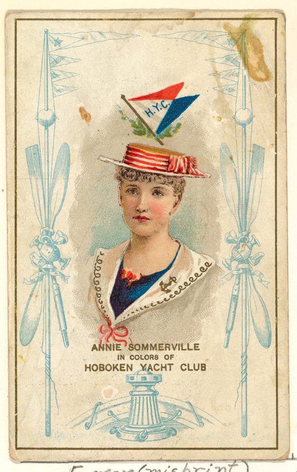 Error-Misprint Card, Annie Sommerville in Colors of the Hoboken Yacht Club, from the Yacht Colors of the World series (N140) issued by Duke Sons & Co. to promote Honest Long Cut Tobacco MET DP865755