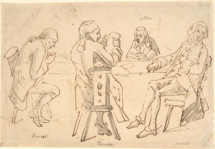 Four Artists seated at a table (Brunet, Potier, Tiercetin -?-, Vernet) MET DP808420