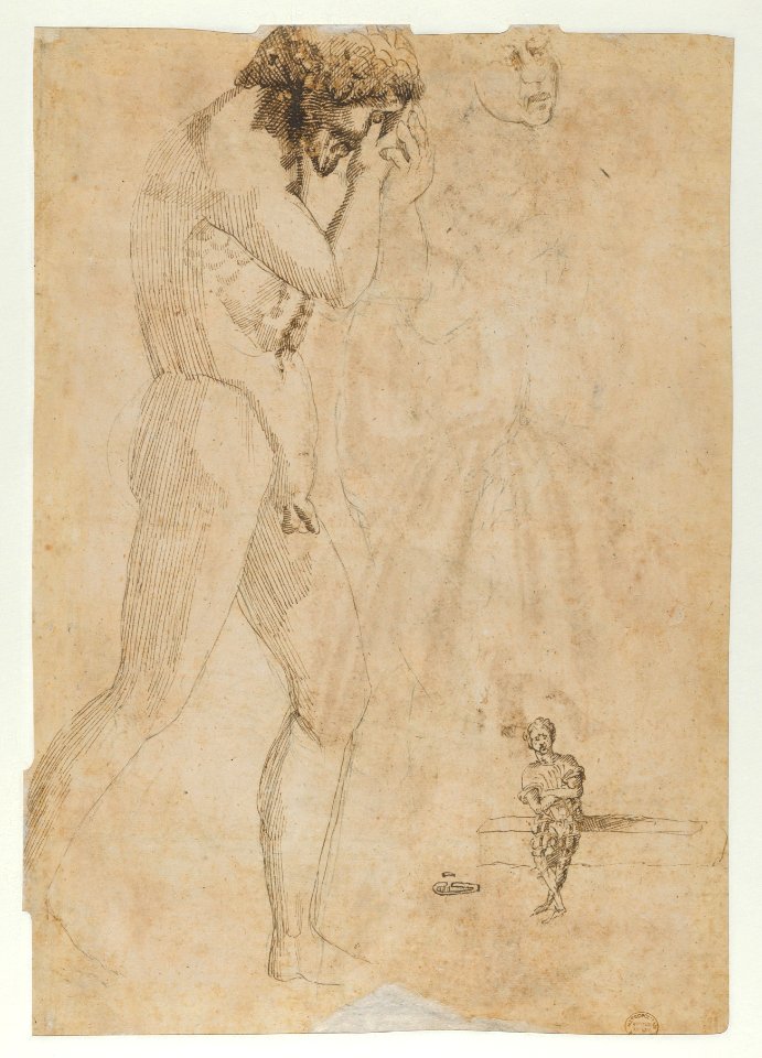 Free Copy of Giotto's Navicella (recto); Copy of Adam in Masaccio's Expulsion from the Garden of Eden, and other Figure Studies (verso) MET DP842210
