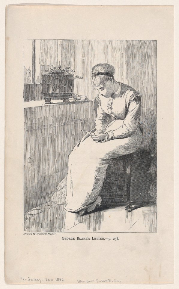 George Blake's Letter – Drawn by Winslow Homer (The Galaxy, Vol. IX) MET DP875232