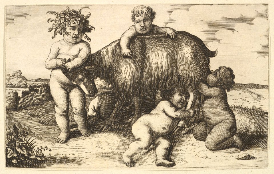 Four boys, a young satyr, and a goat (copy in reverse) MET DP822958