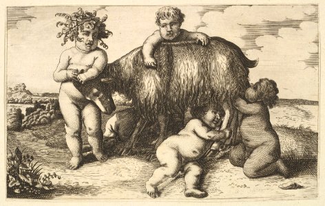 Four boys, a young satyr, and a goat (copy in reverse) MET DP822958