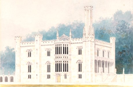 Glen Ellen for Robert Gilmor, Towson, Maryland (perspective, elevation, and plan) MET DT239696 (cropped)
