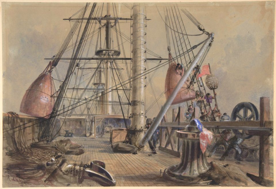 Getting Out One of the Great Buoys- The Deck of the Great Eastern Looking From the Forecastle MET DP801368