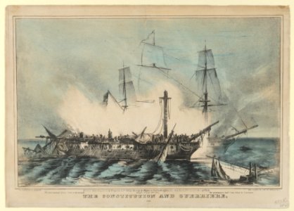 The Constitution and Guerriere–Fought August 19th, 1812–The The Guerriere had 15 men killed and 63 wounded–The Constitution had 7 men killed and 7 wounded MET DP853583