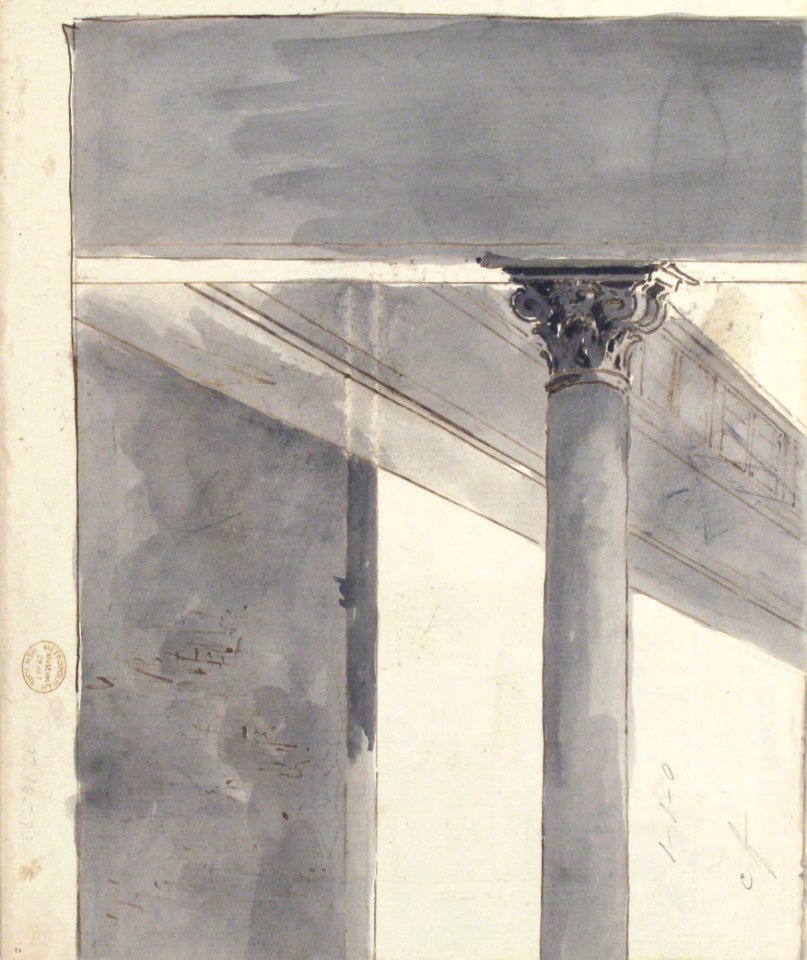 The Fenice Theater in Venice (recto); Fragment of a Larger Drawing Representing Part of a Column and a Cornice (verso) MET 37.165.73 VERSO