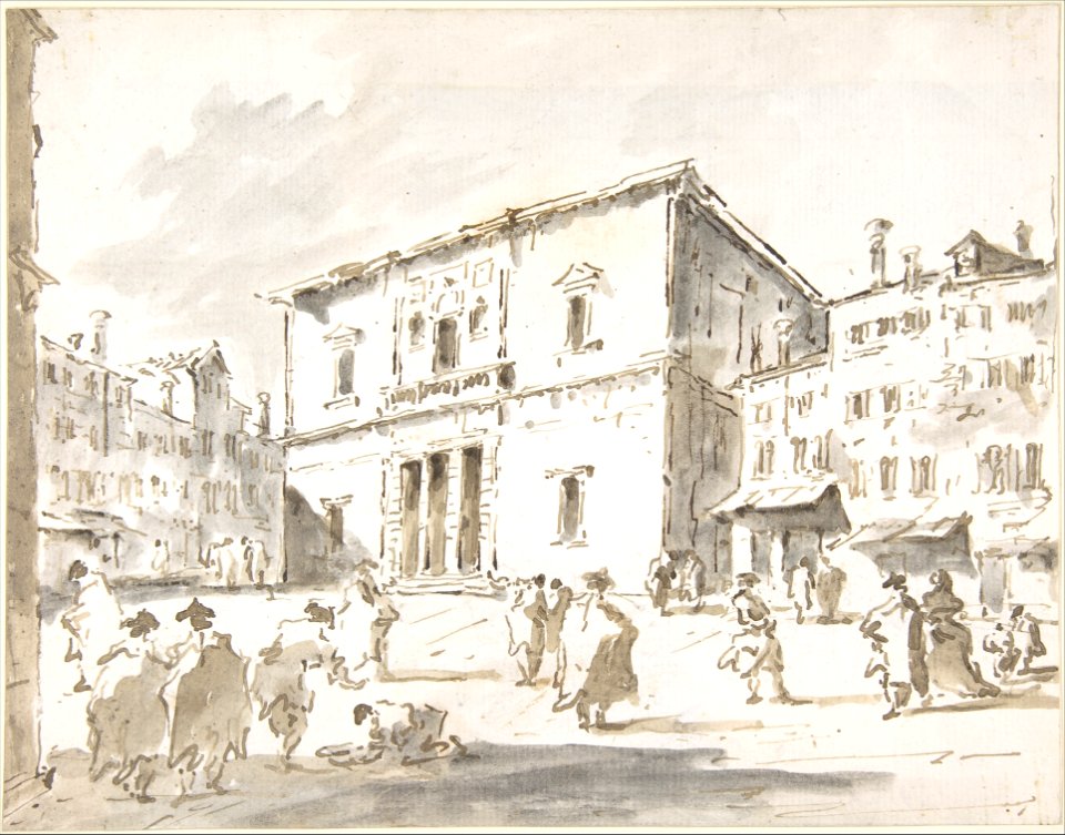 The Fenice Theater in Venice (recto); Fragment of a Larger Drawing Representing Part of a Column and a Cornice (verso), Francesco Guardi, between 1712 and 1835